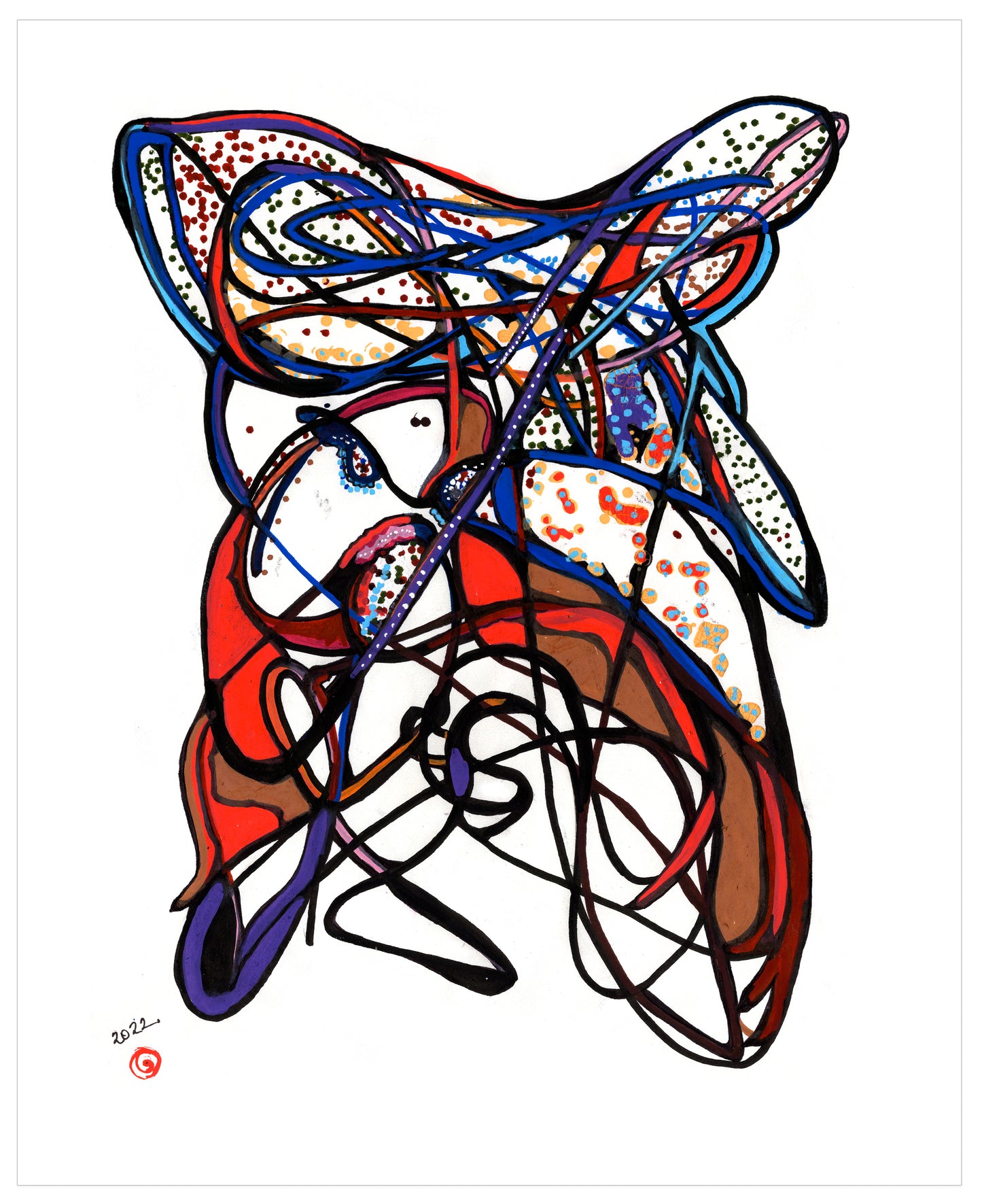 une femme avec chapeau et parasol – original artwork – '22